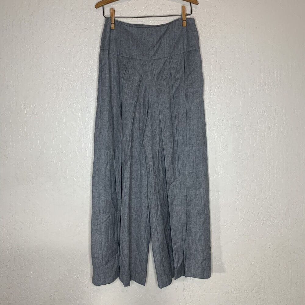 Flo Atelier Handmade Gray Maxi Wide Leg Palazzo Dress Pants